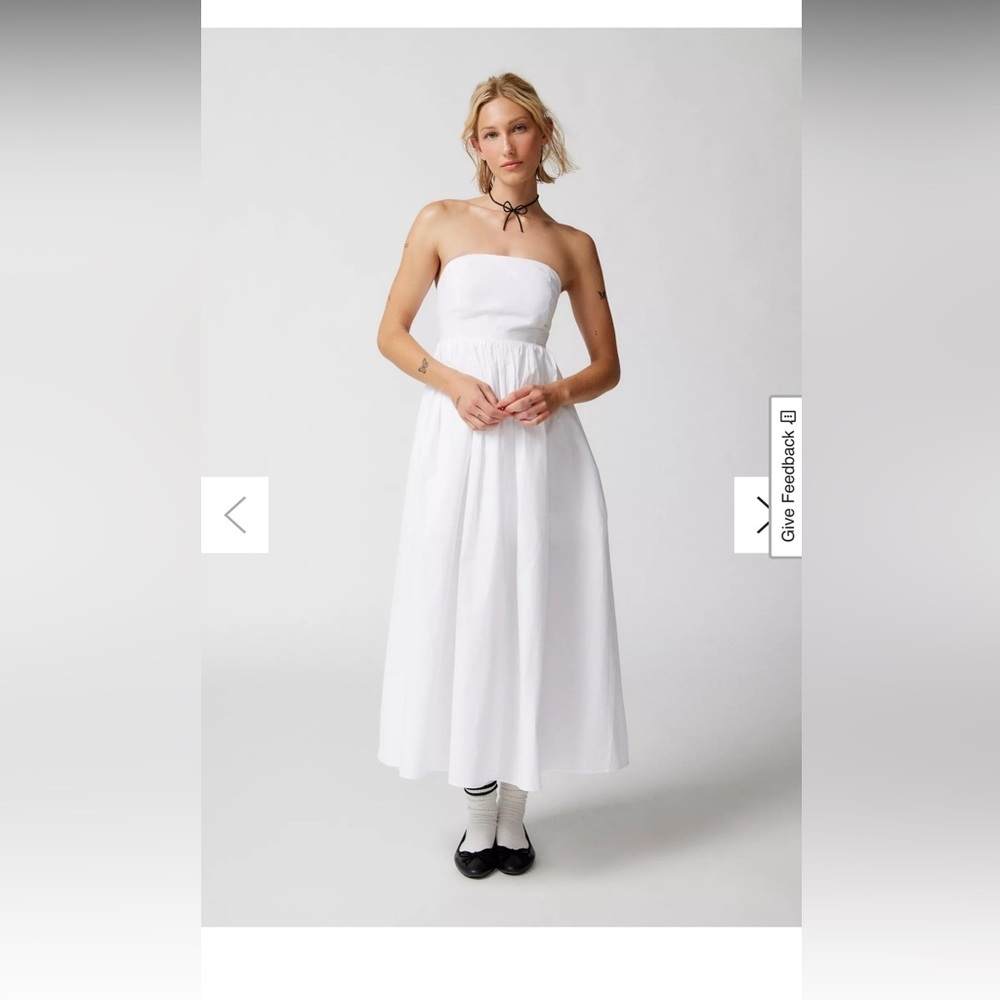 Urban Outfitters White cotton lined rushed Strapless Dress